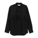 CDG Plain Black Frill Insert Shirt
