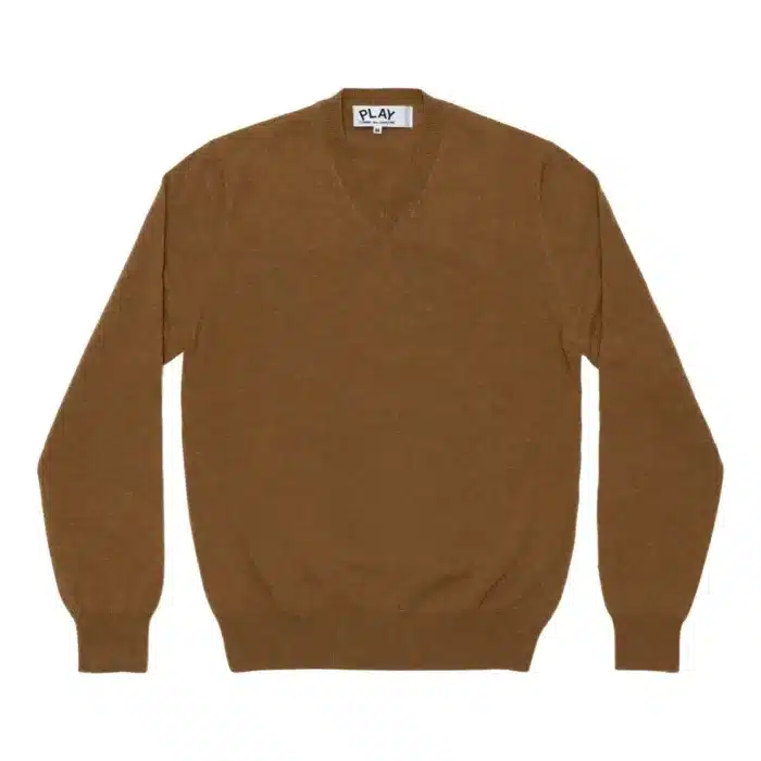 CDG Lambswool V-Neck Brown Sweater