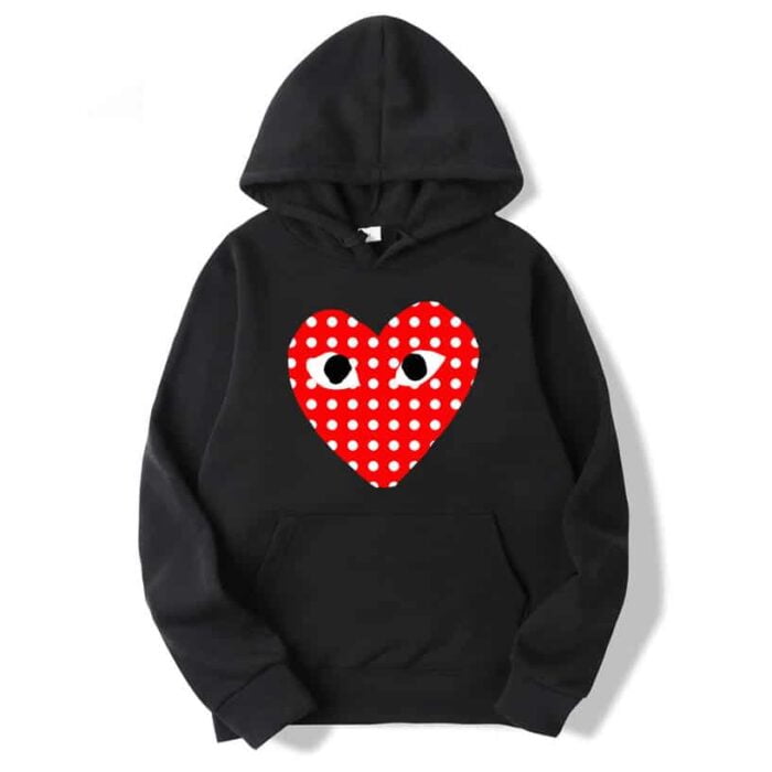 CDG White Dotted Heart Pullover Hoodie