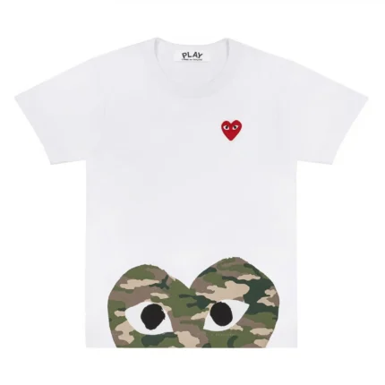 Play White Camo Printed Half Heart T-Shirt
